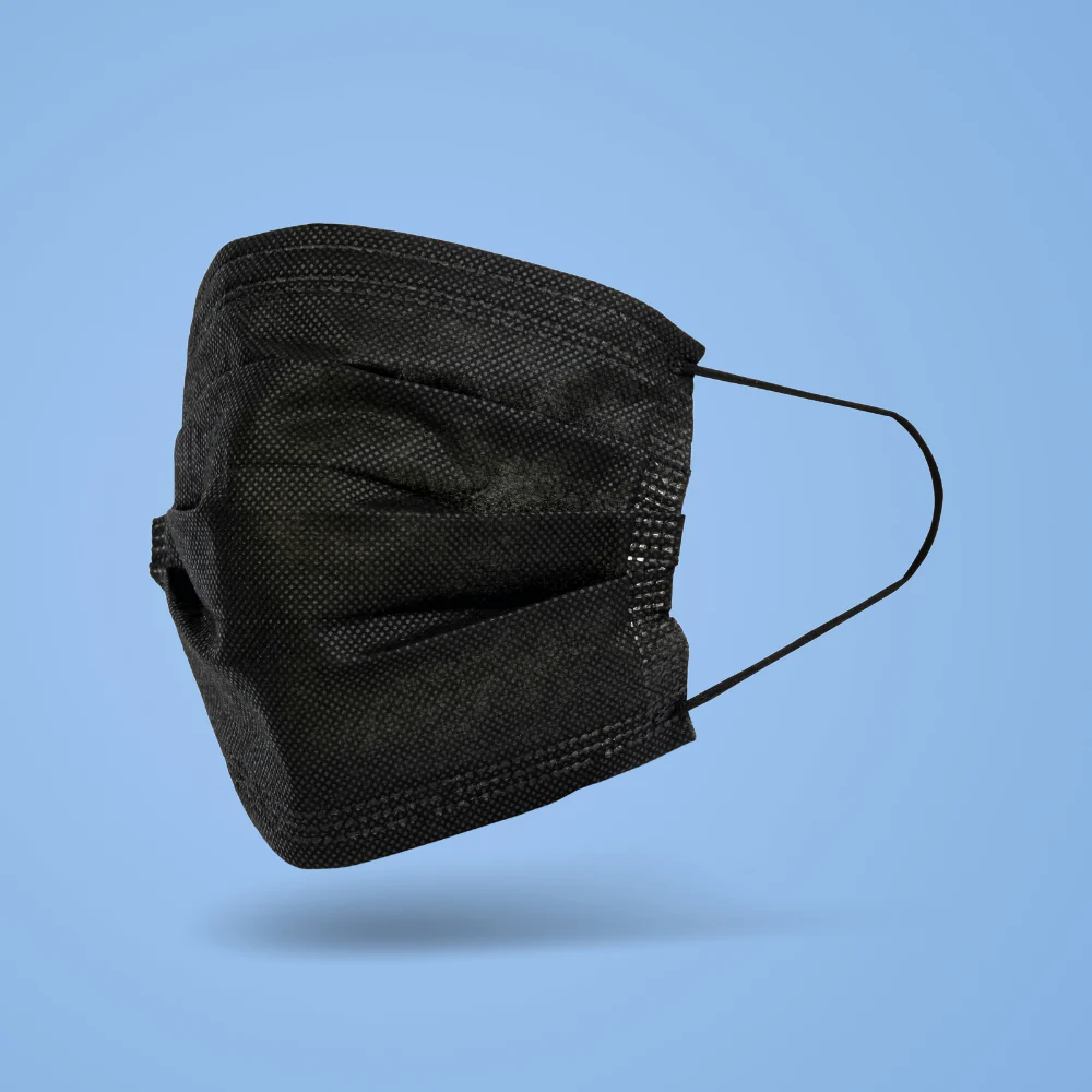 Black 3-Ply Disposable Face Mask Set (100 pieces) - Black - Image 4